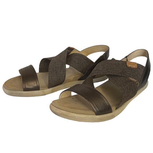 Ecco Damara Leather & Stretch Comfort Sandals Size 11 - Picture 1 of 10